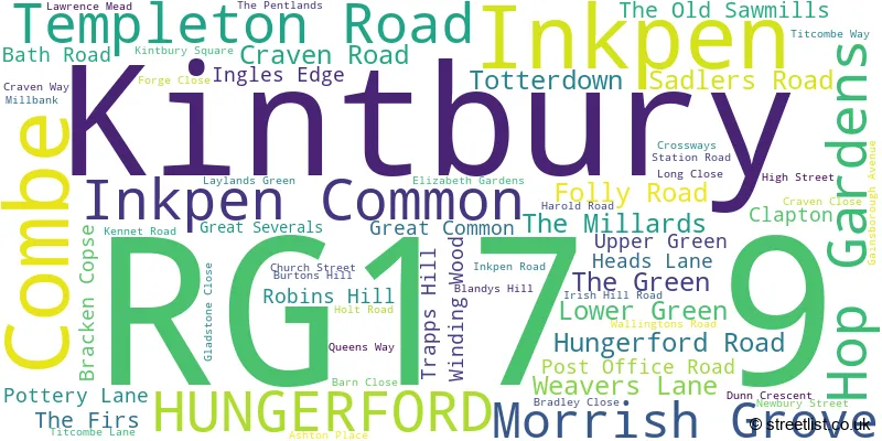 A word cloud for the RG17 9 postcode